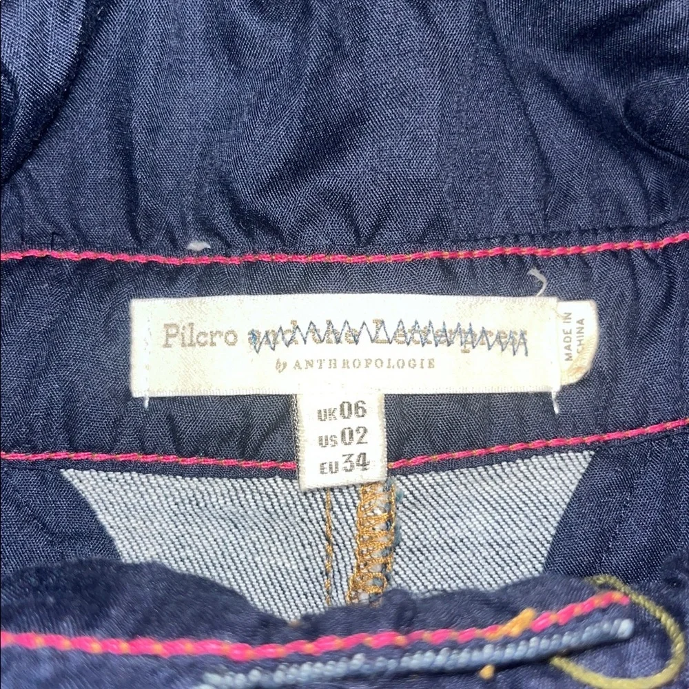 Anthropologie Pilcro & The Letterpress Denim Overall Bib Jumpsuit‎ Plunging V 2